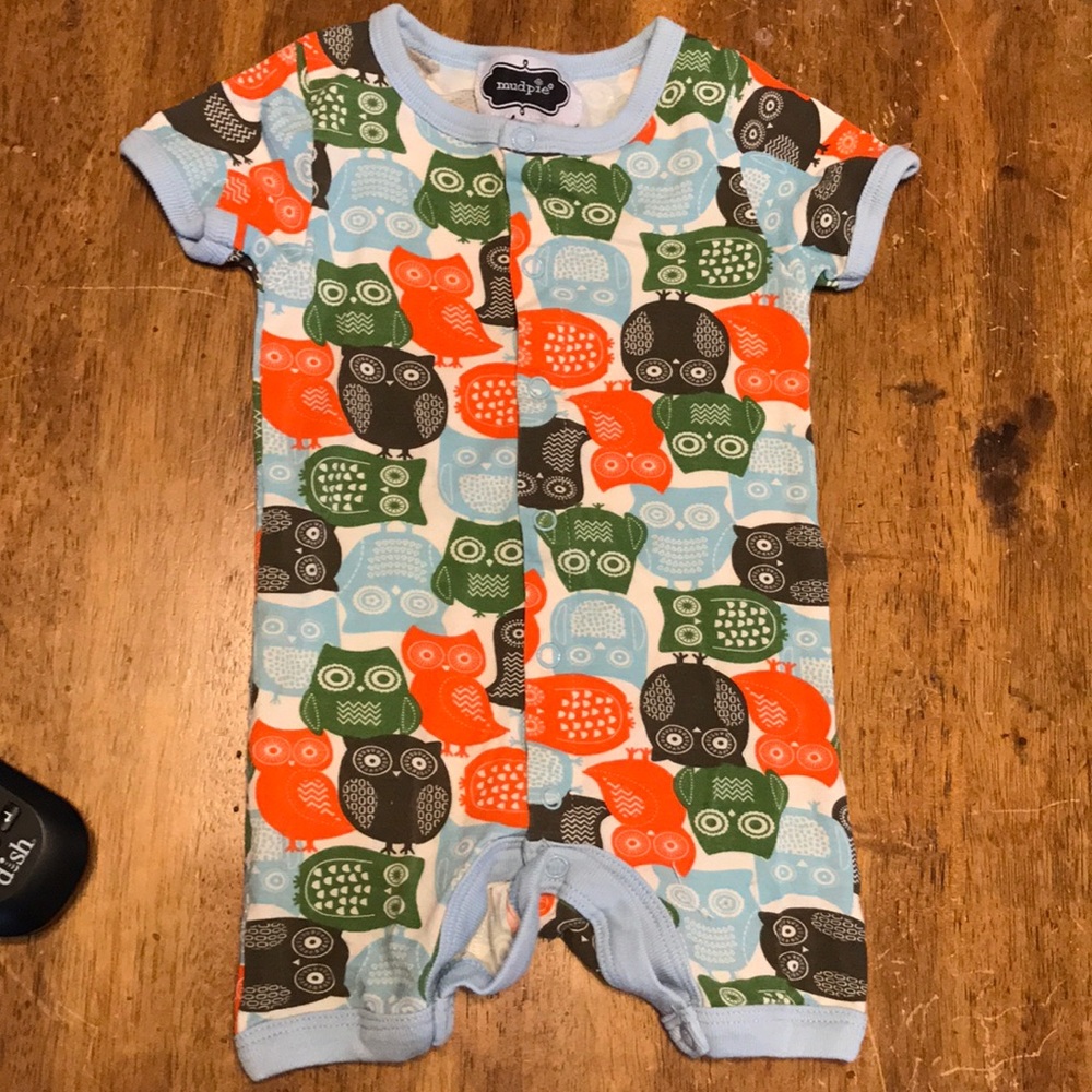 Mud Pie owl shorts one piece